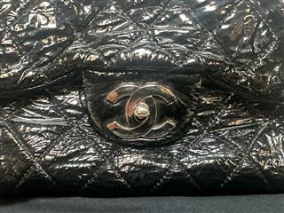 CHANEL Patent Quilted Day Go Black Flap Shoulder Bag!